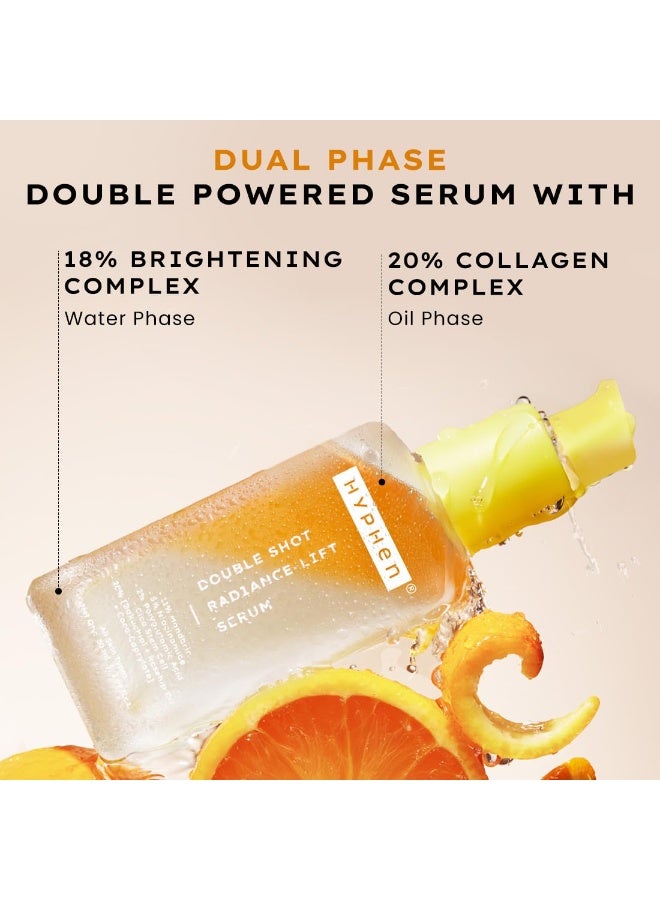 Hyphen 18% Brightening + 20% Collagen Face Serum | Double Shot Serum with 11% Mandarin 5% Niacinamide 2% PGA & Bakuchiol | Winter Skincare | Brightening, Hydrating & Collagen Boost for Dry Skin - 50ml - Image 2