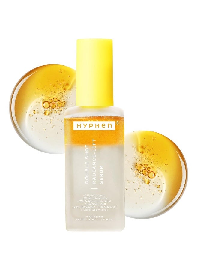 Hyphen 18% Brightening + 20% Collagen Face Serum | Double Shot Serum with 11% Mandarin 5% Niacinamide 2% PGA & Bakuchiol | Winter Skincare | Brightening, Hydrating & Collagen Boost for Dry Skin - 50ml - Image 1