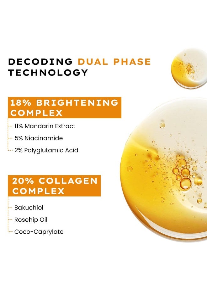 Hyphen 18% Brightening + 20% Collagen Face Serum | Double Shot Serum with 11% Mandarin 5% Niacinamide 2% PGA & Bakuchiol | Winter Skincare | Brightening, Hydrating & Collagen Boost for Dry Skin - 50ml - Image 3