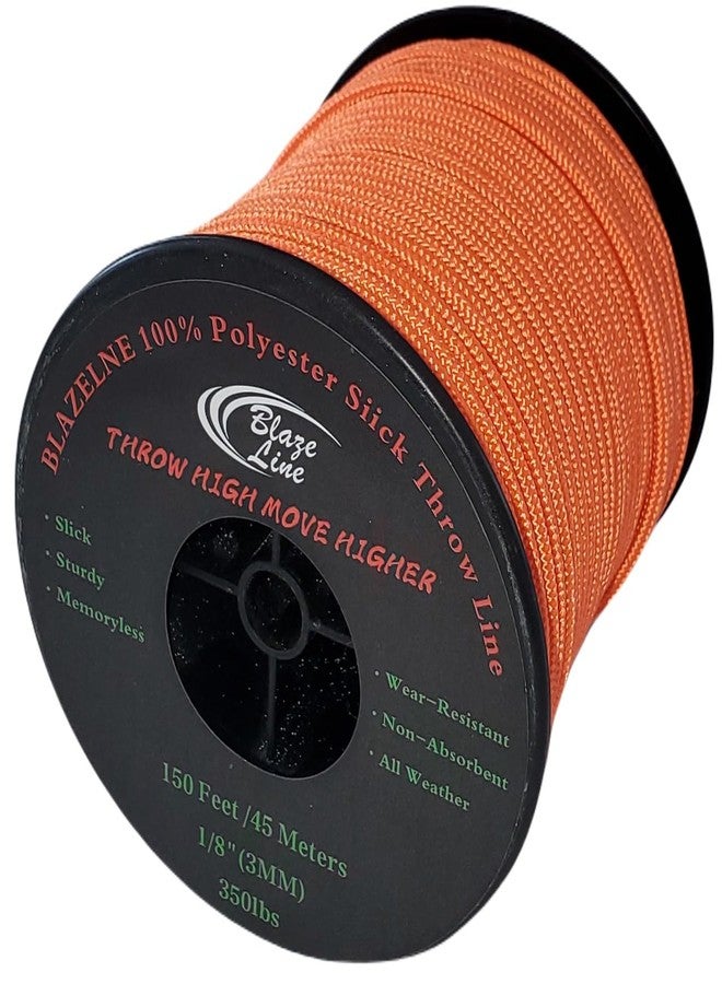 Blaze Line 100% Polyester Climbing Throw Line Rope 3 mm (1/8 in) 150 ft Spool Cord 350 lbs Tensile Strength (Bright Orange) - Image 1