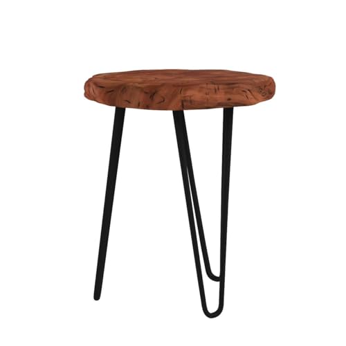 WELLAND Unique Shape Date Tree End Table Live Edge Side Table 13" W x 12" D x 16" H Plant Stand for Living Room Bedroom Home Office Patio - Image 4