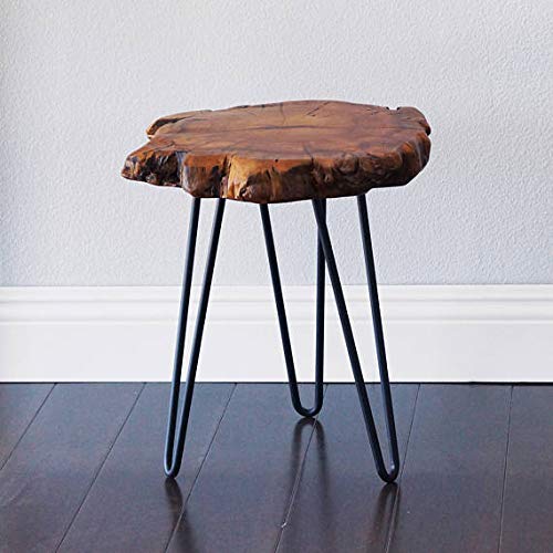 WELLAND Unique Shape Date Tree End Table Live Edge Side Table 13" W x 12" D x 16" H Plant Stand for Living Room Bedroom Home Office Patio - Image 2