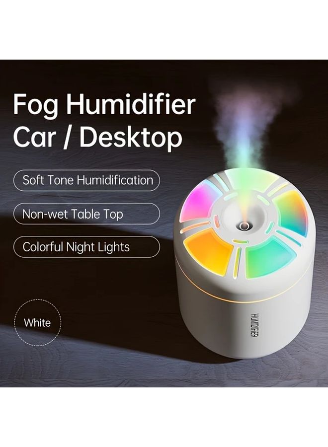 White Mini USB Aurora Humidifier With Fragrance Diffuser And Colorful Ambient Light For Bedroom Office Car - Image 2
