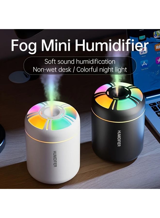 White Mini USB Aurora Humidifier With Fragrance Diffuser And Colorful Ambient Light For Bedroom Office Car - Image 1
