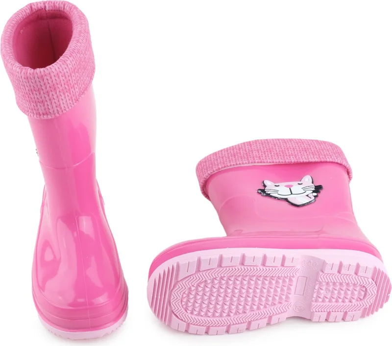 جيزر Girls Winter PVC Warm Lined Waterproof Rain Boots