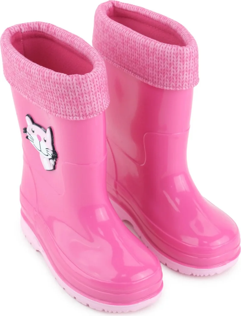 جيزر Girls Winter PVC Warm Lined Waterproof Rain Boots