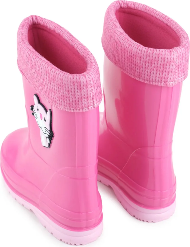 جيزر Girls Winter PVC Warm Lined Waterproof Rain Boots