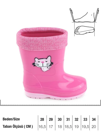 جيزر Girls Winter PVC Warm Lined Waterproof Rain Boots