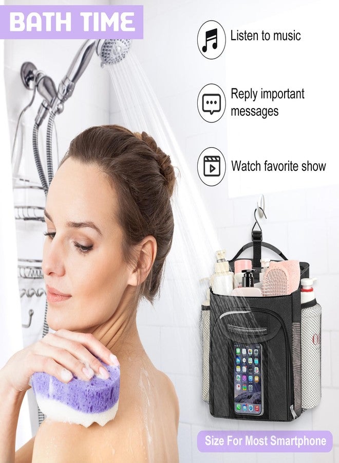 Attmu Large Capacity Portable Shower Caddy Dorm for College Essentials, Separate Compartment Hanging Toiletry Bag for College Student Camping Gym Travel Essentials (Black) - Image 4