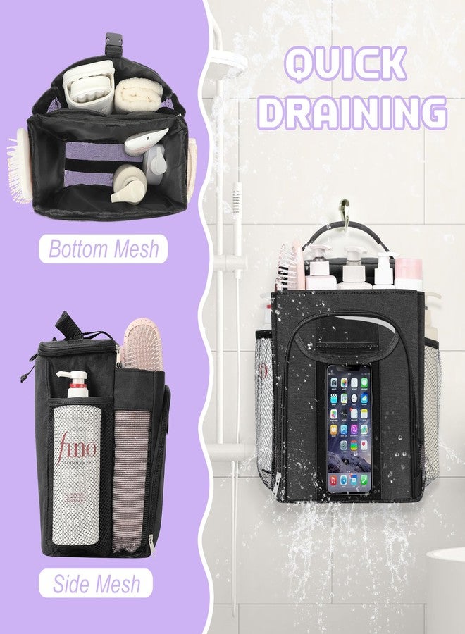 Attmu Large Capacity Portable Shower Caddy Dorm for College Essentials, Separate Compartment Hanging Toiletry Bag for College Student Camping Gym Travel Essentials (Black) - Image 3