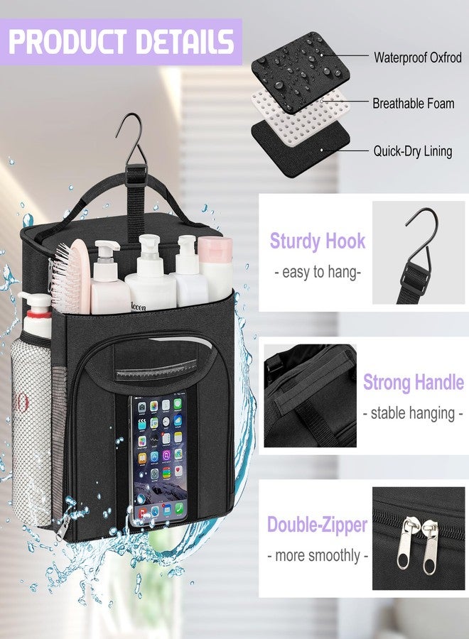 Attmu Large Capacity Portable Shower Caddy Dorm for College Essentials, Separate Compartment Hanging Toiletry Bag for College Student Camping Gym Travel Essentials (Black) - Image 5