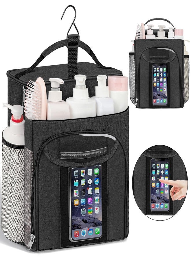 Attmu Large Capacity Portable Shower Caddy Dorm for College Essentials, Separate Compartment Hanging Toiletry Bag for College Student Camping Gym Travel Essentials (Black) - Image 1