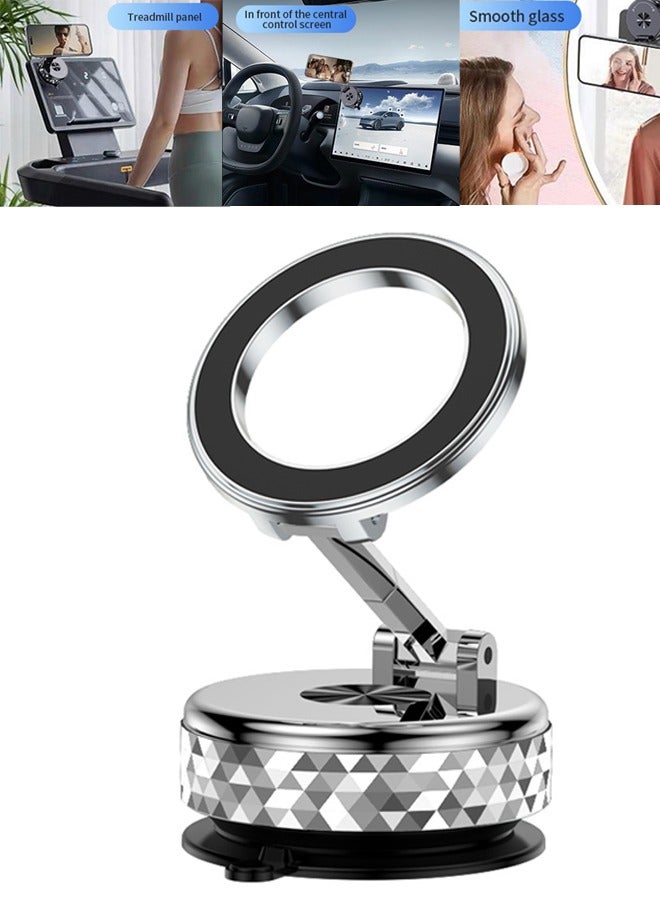 Sahramart Car Phone Holder, Vacuum Magnetic Suction Cup Phone Mount,Compatible with Magsafe Car Mount, Non-Electric 360 Rotatable Adjustable Double Sided mobile holder car  - Image 1