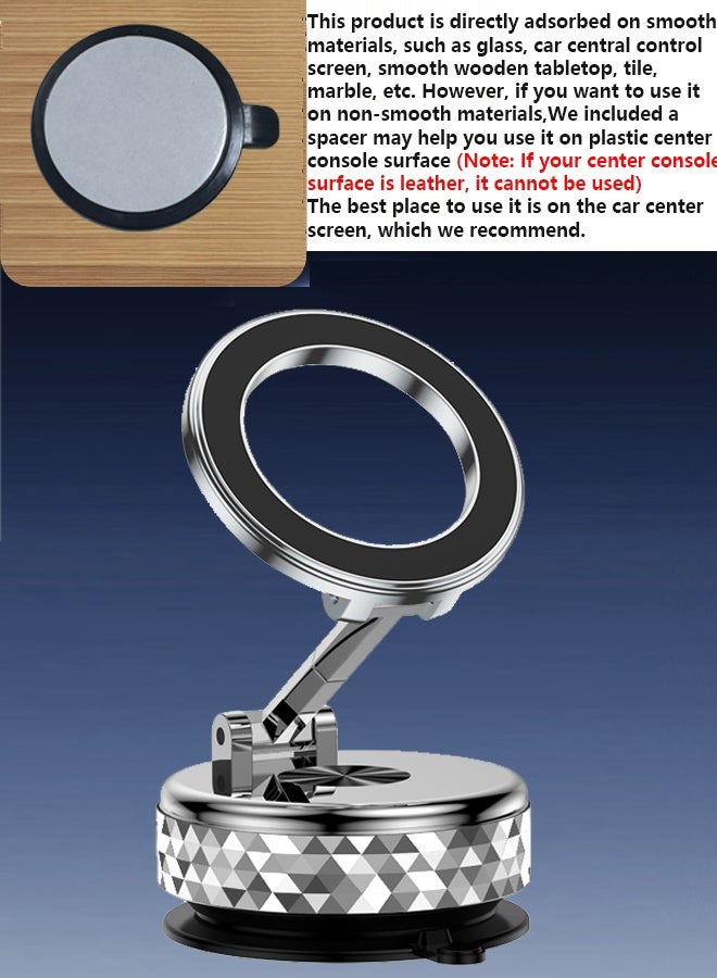 Sahramart Car Phone Holder, Vacuum Magnetic Suction Cup Phone Mount,Compatible with Magsafe Car Mount, Non-Electric 360 Rotatable Adjustable Double Sided mobile holder car  - Image 4