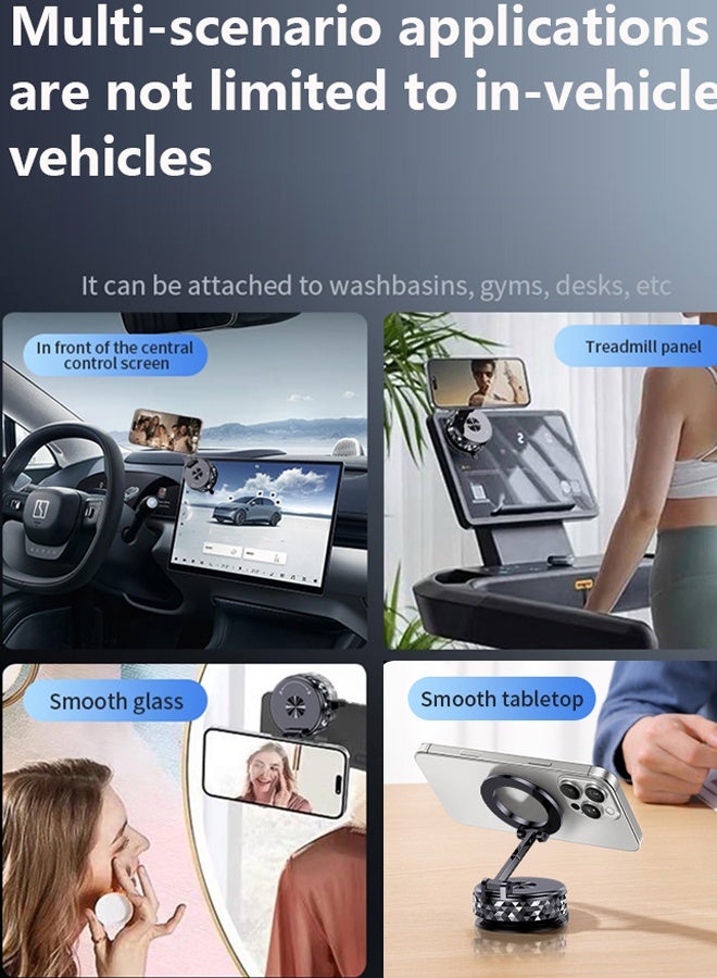 Sahramart Car Phone Holder, Vacuum Magnetic Suction Cup Phone Mount,Compatible with Magsafe Car Mount, Non-Electric 360 Rotatable Adjustable Double Sided mobile holder car  - Image 3