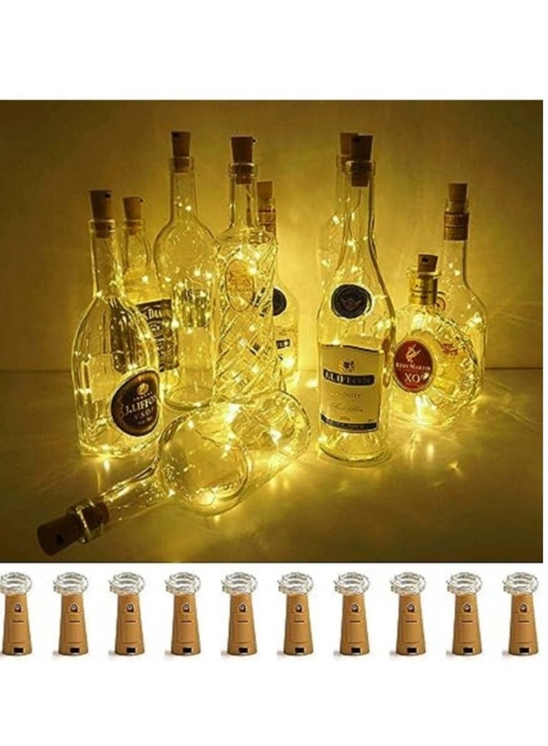 RSG أضواء زجاجة النبيذ RSG مع سدادة، أبيض دافئ 5 عبوات تعمل بالبطارية LED شكل السدادة سلك نحاسي فضي ملون مصغر للأضواء الخيالية للتزيين، الحفلات، الديكور - Image 1