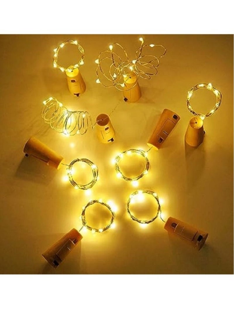 RSG أضواء زجاجة النبيذ RSG مع سدادة، أبيض دافئ 5 عبوات تعمل بالبطارية LED شكل السدادة سلك نحاسي فضي ملون مصغر للأضواء الخيالية للتزيين، الحفلات، الديكور - Image 3