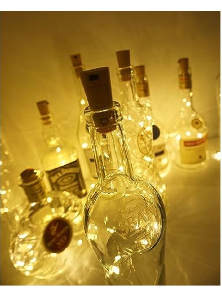 RSG أضواء زجاجة النبيذ RSG مع سدادة، أبيض دافئ 5 عبوات تعمل بالبطارية LED شكل السدادة سلك نحاسي فضي ملون مصغر للأضواء الخيالية للتزيين، الحفلات، الديكور - Image 2