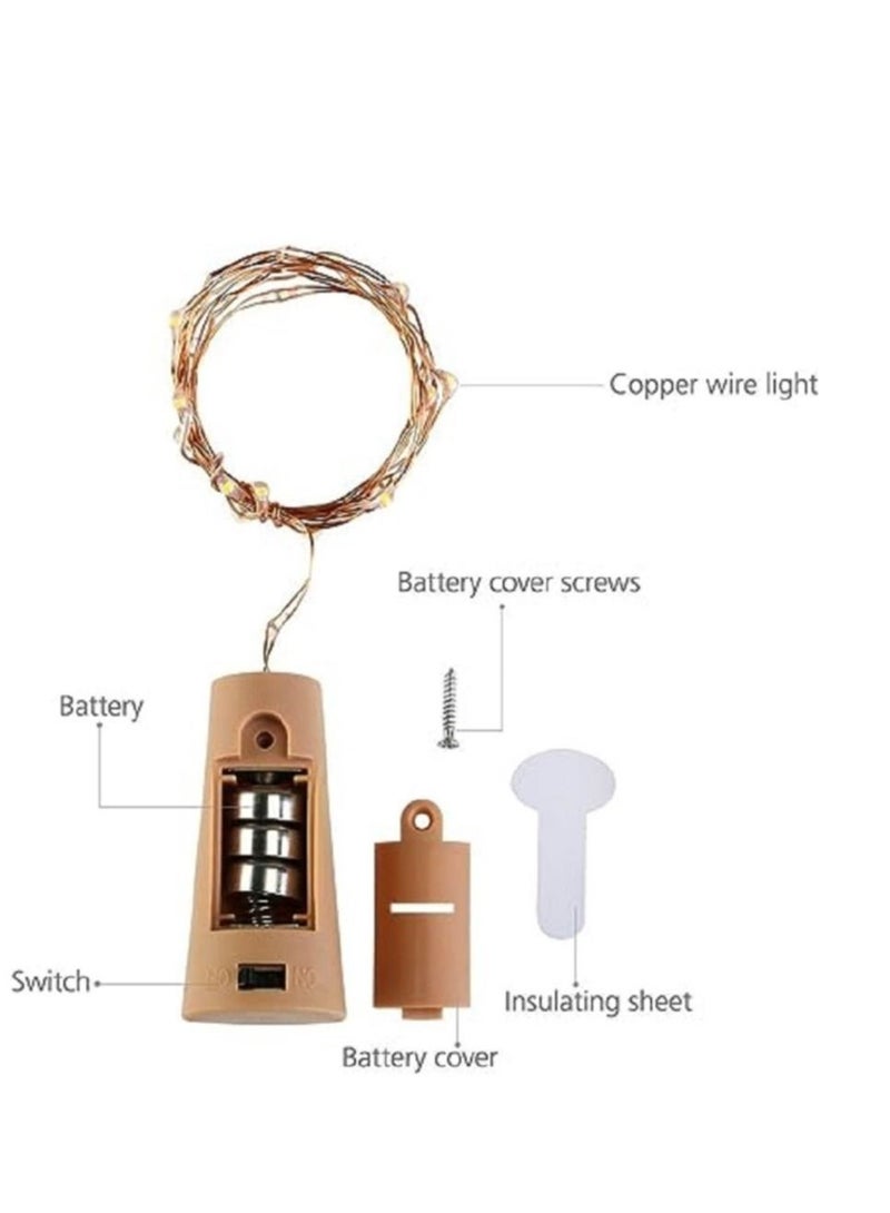 RSG أضواء زجاجة النبيذ RSG مع سدادة، أبيض دافئ 5 عبوات تعمل بالبطارية LED شكل السدادة سلك نحاسي فضي ملون مصغر للأضواء الخيالية للتزيين، الحفلات، الديكور - Image 4