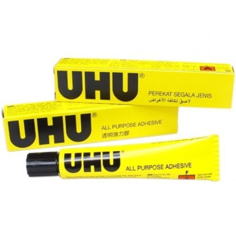 UHU ALL PURPOSE Glue 20ml Box Extra Strong Clear Adhesive [Pack of 2 Tubes]