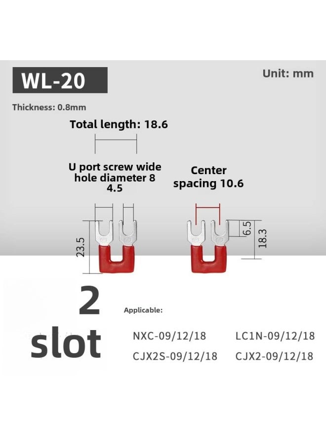 Generic - AC Contactor Connecting Piece L1L2L3 Three-phase Power Supply Main Power Short Circuit Bar Star Triangle Contactor Short Circuit Piece-Colour:Red-wl20-2 Bits (applicable To 09/12/18 Contactor) - Image 1