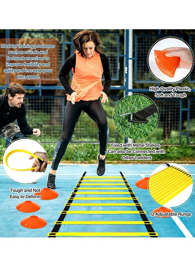Garlo - Football Speed Agility Training Set Agility Ladder 12 Sports Cones and Football Kick Trainer Football Training Equipment Footwork Drills for Kids and Adults - Image 1