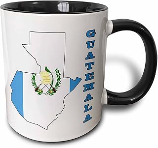 3dRose mug_58773_4"The flag of Guatemala in the outline map and word Guatemala" Two Tone Black Mug, 11 oz, Multicolor - Image 1