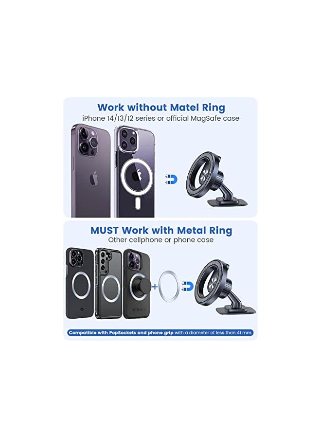 Excefore For Magsafe Car Mount Magnetic Phone Holder For Car Dash Mount Phone Holder Fit Curved Surface Flexible Rotation Compatible With Iphone 14 13 12 Pro Max Plus Mini, Magsafe Case - Image 4
