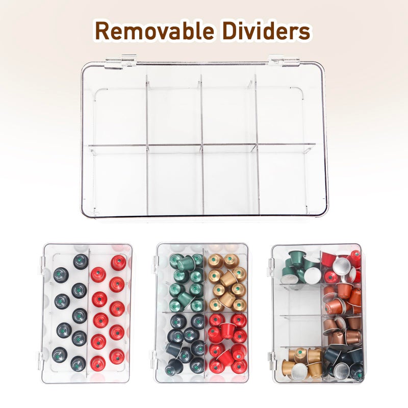 ZECENN Coffee Pod Holder Storage for Counter, Clear Organizer for K Cup, Compatible with Nespresso OriginalLine VertuoLine Capsules & Keurig, Acrylic Coffee Pods Holder with Lid - Clear - Image 5