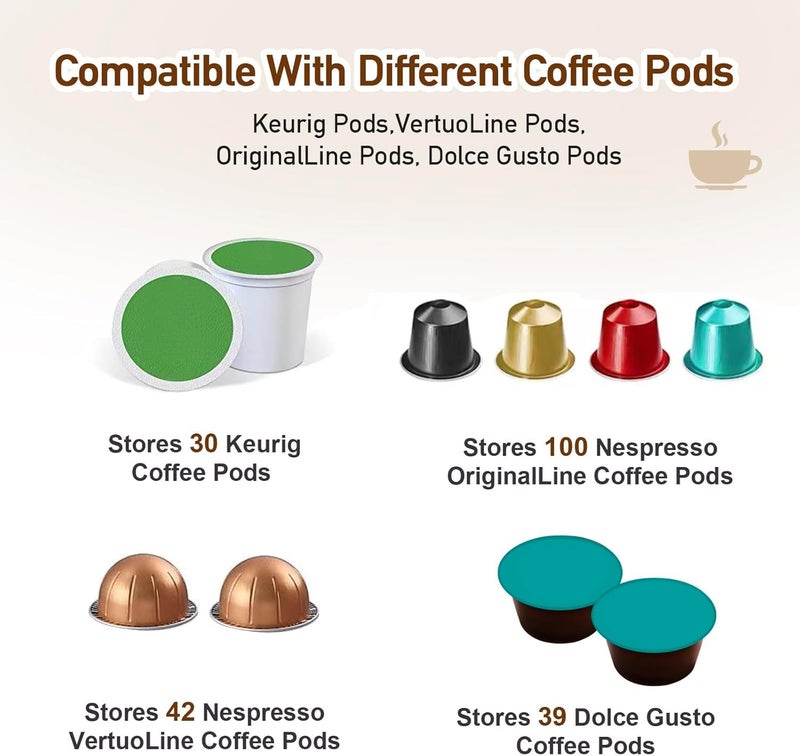 ZECENN Coffee Pod Holder Storage for Counter, Clear Organizer for K Cup, Compatible with Nespresso OriginalLine VertuoLine Capsules & Keurig, Acrylic Coffee Pods Holder with Lid - Clear - Image 4