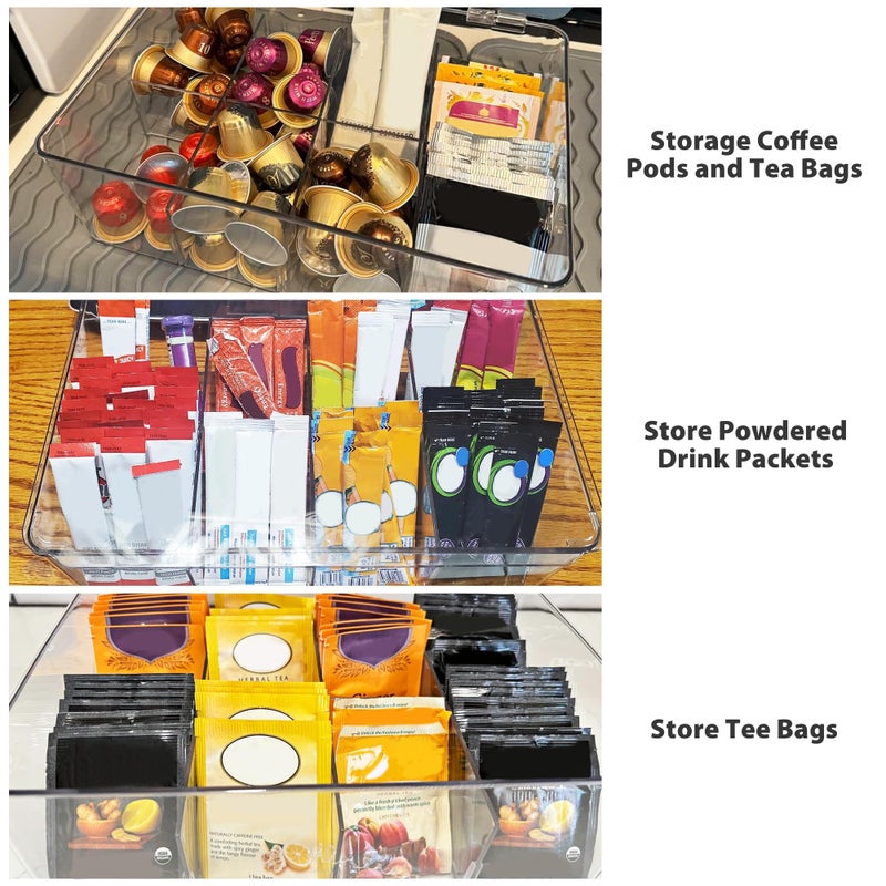 ZECENN Coffee Pod Holder Storage for Counter, Clear Organizer for K Cup, Compatible with Nespresso OriginalLine VertuoLine Capsules & Keurig, Acrylic Coffee Pods Holder with Lid - Clear - Image 2
