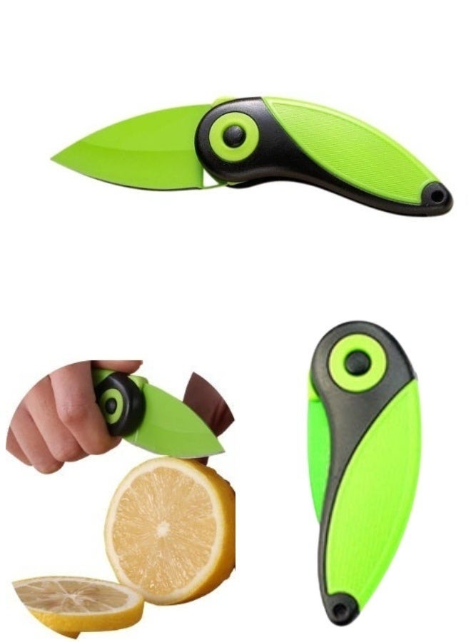 Stainless steel fruit pocket knife with a secure locking mechanism: Comfortable, non-slip handle for precise and quick cutting - Compact telescopic design fits in your pocket or kitchen bag - Ideal for everyday use, travel, and outdoor activities. - Image 1