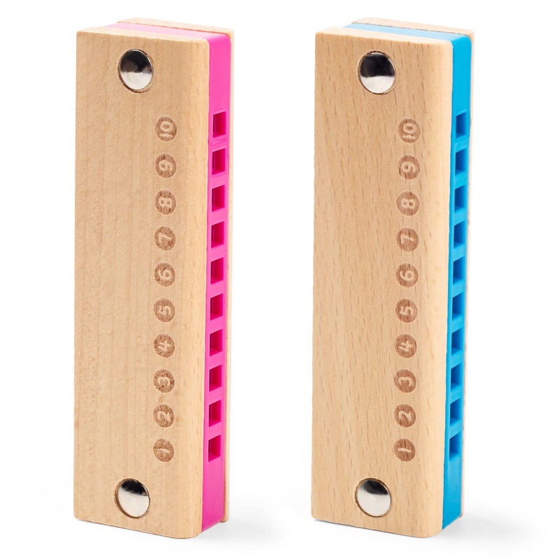 Koogel 2PCS Kids Harmonica 10 Hole Wooden Beginner Mouth Organ Toy Musical Instruments for Kids Adults Birthday Gifts - Image 2