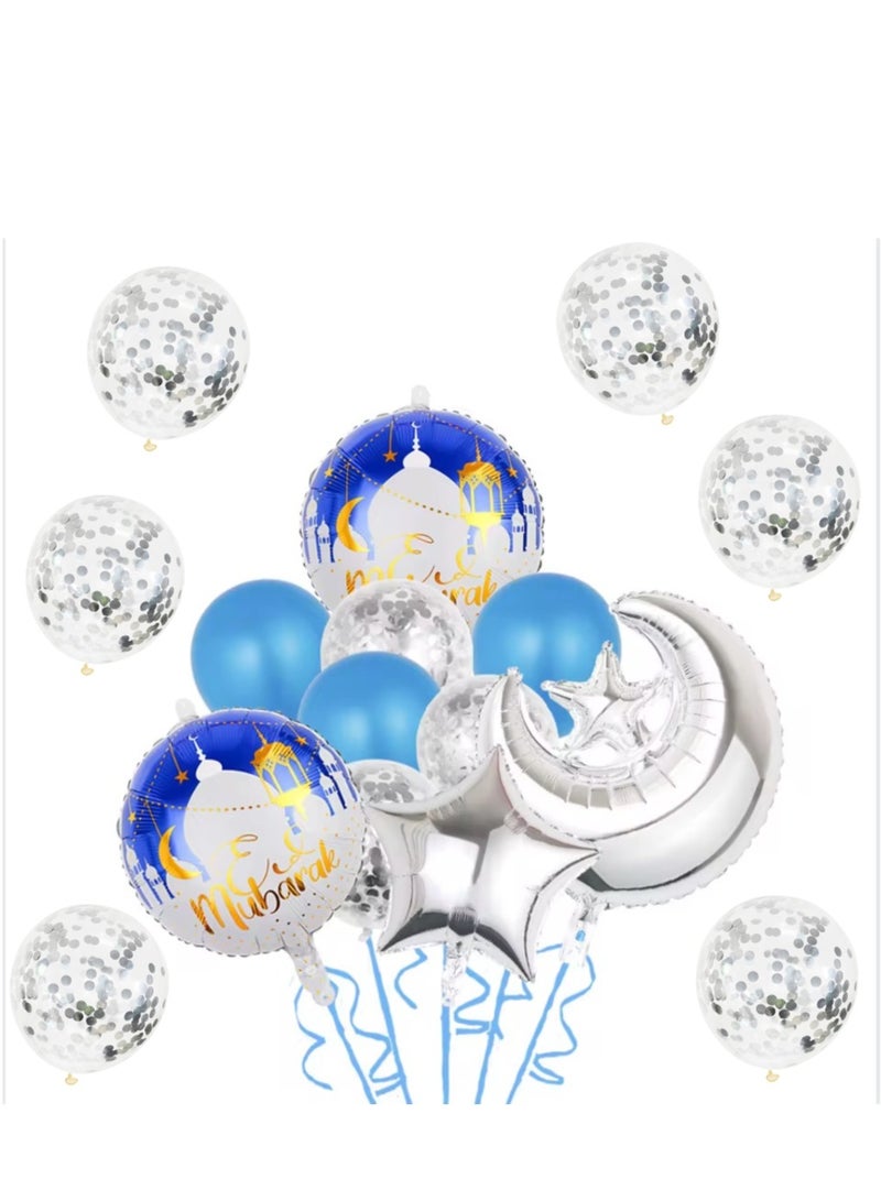 مجموعة بالونات عيد مبارك مكونة من 16 قطعة لتزيين حفلات عيد الميلاد المنزلية، بالونات عيد دائرية من رقائق الألومنيوم مقاس 18 بوصة باللونين الفضي والأزرق