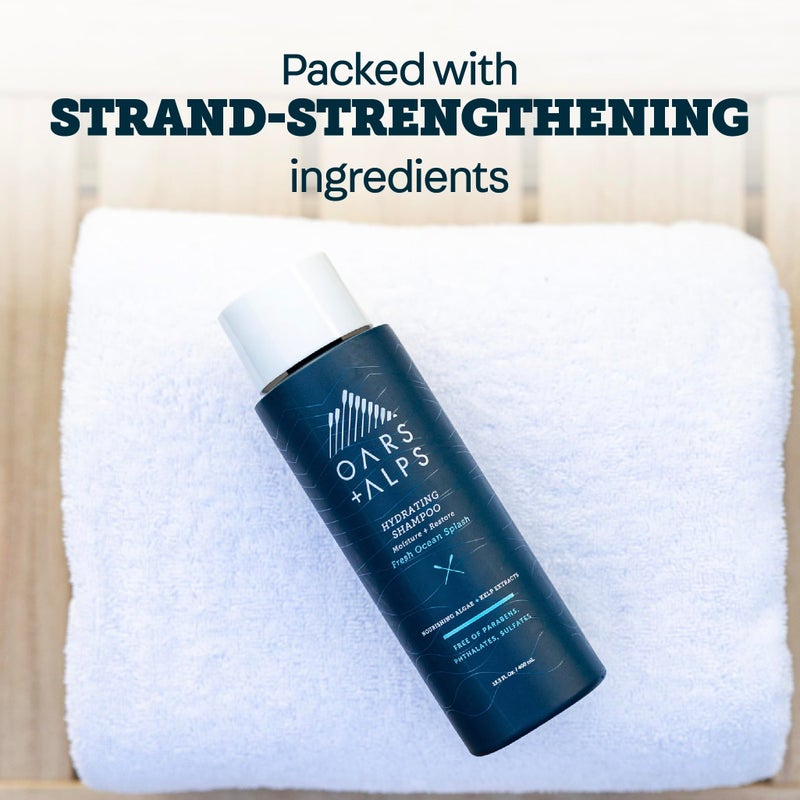 Oars + Alps Men's Sulfate Free Hydrating Shampoo, Infused with Kelp & Algae Extracts, Moisturizing Formula, Fresh Ocean Splash Scent, 1 Pack, 13.5 Fl Oz - Image 4