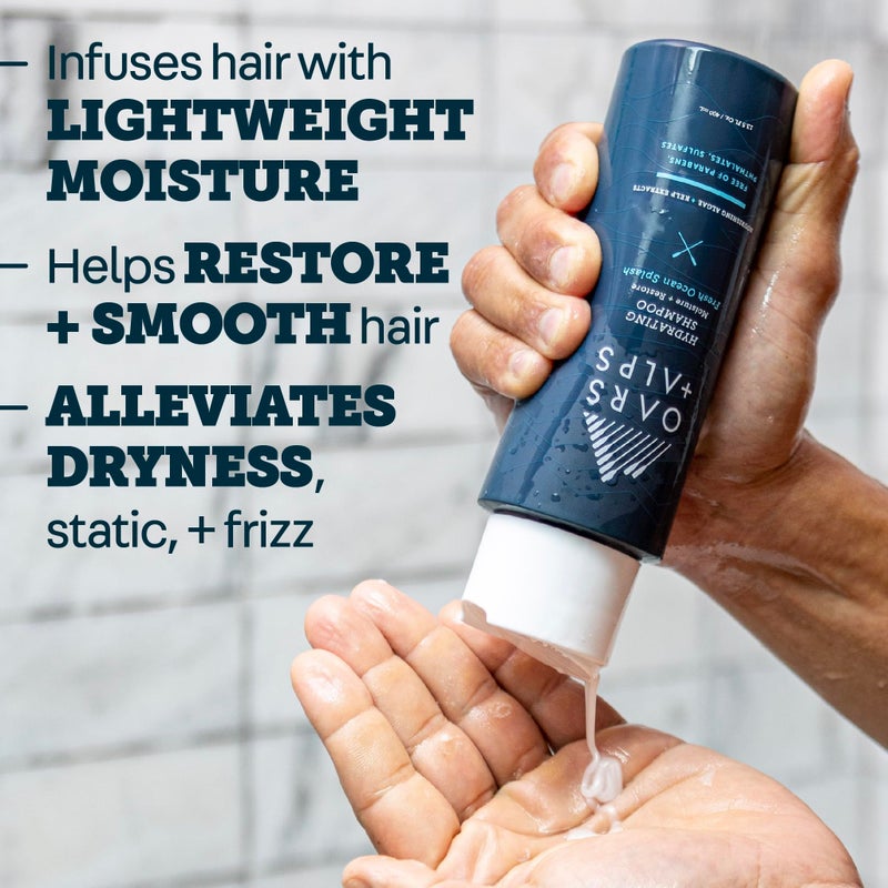 Oars + Alps Men's Sulfate Free Hydrating Shampoo, Infused with Kelp & Algae Extracts, Moisturizing Formula, Fresh Ocean Splash Scent, 1 Pack, 13.5 Fl Oz - Image 2