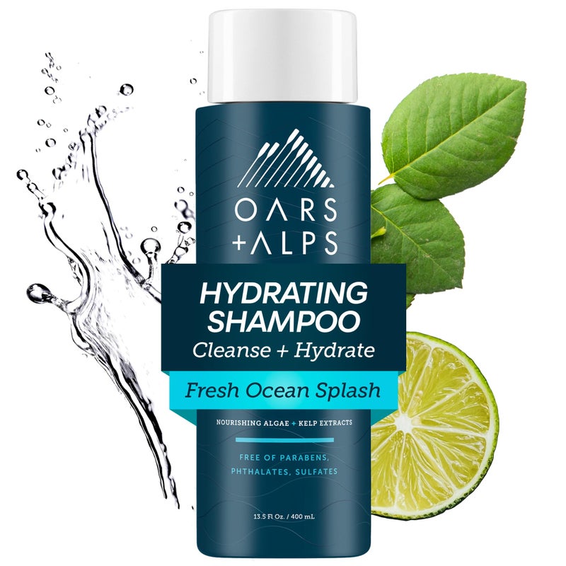 Oars + Alps Men's Sulfate Free Hydrating Shampoo, Infused with Kelp & Algae Extracts, Moisturizing Formula, Fresh Ocean Splash Scent, 1 Pack, 13.5 Fl Oz - Image 1