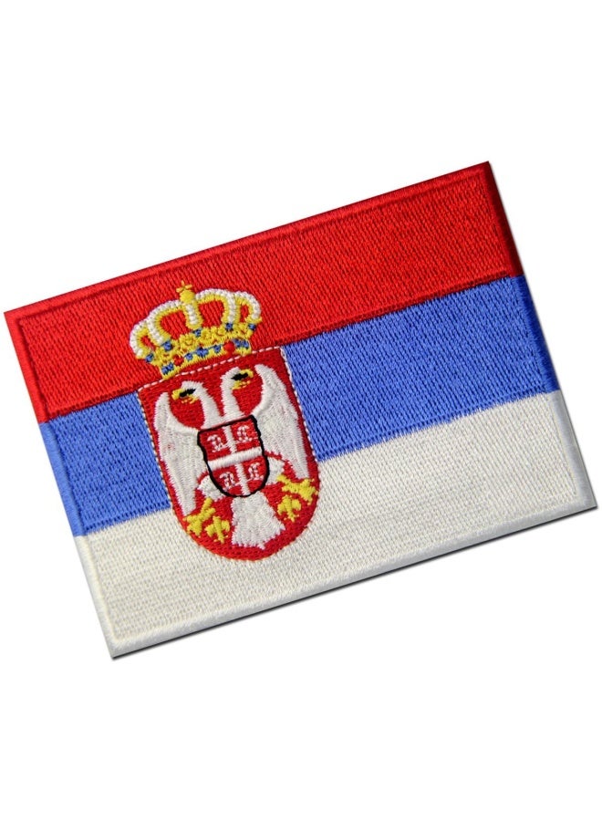 EmbTao Serbia Flag Embroidered Patch Serbian Balkan Iron On Sew On National Emblem - Image 3