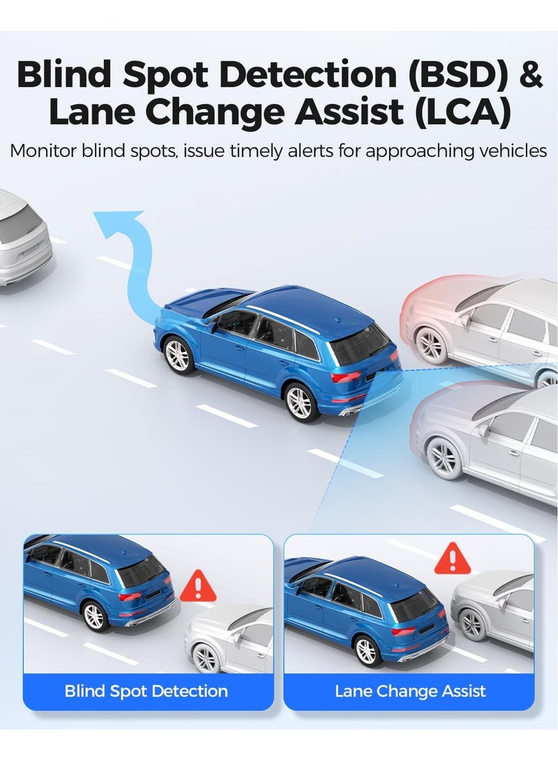 أزدوم كاميرا لوحة القيادة PG17 Max 4K + 2.5K مزودة بمرآة مع طقم أسلاك صلبة وبطاقة 64 جيجابايت، وكاميرا مرآة الرؤية الخلفية مقاس 12 بوصة مع نظام تحديد المواقع العالمي (GPS) وADAS وBSD وLCA وواي فاي والتحكم الصوتي، وكاميرا احتياطية - Image 4