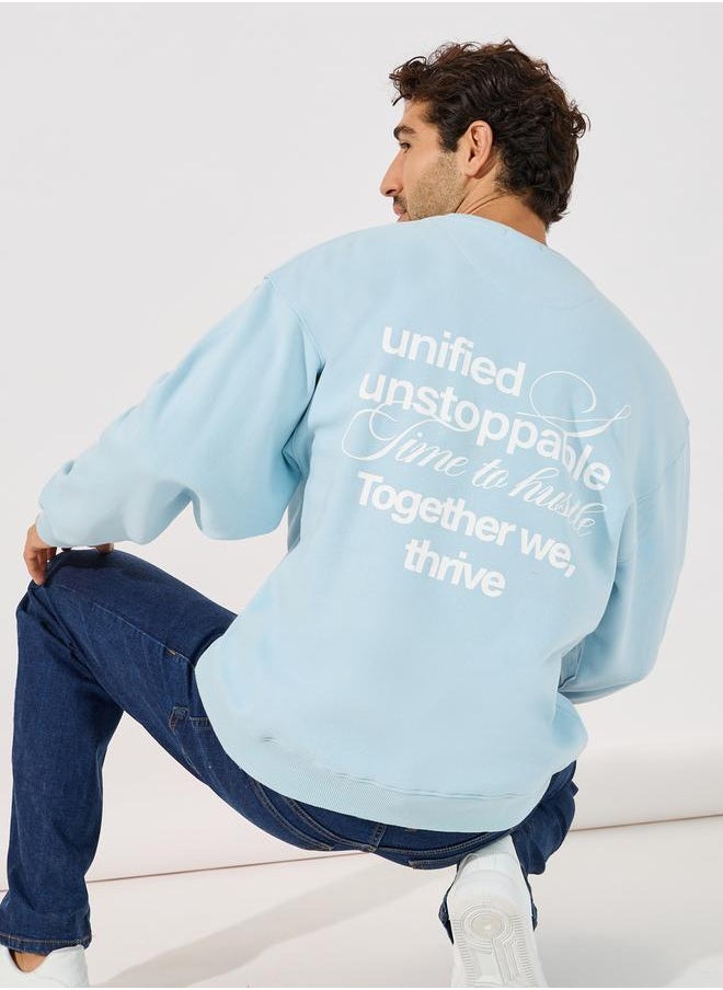 Styli - Back Slogan Print Heavy Boxy Sweatshirt - Image 1