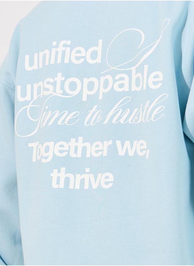 Styli - Back Slogan Print Heavy Boxy Sweatshirt - Image 1