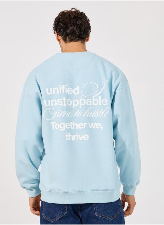 Styli - Back Slogan Print Heavy Boxy Sweatshirt - Image 1