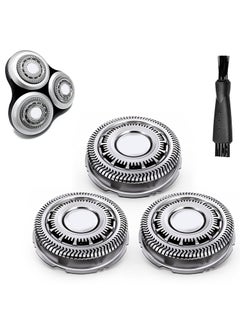 Gleway SH90/72 Replacement Heads Compatible with Philips Electric Shavers Series 9000 8000 SH90/62 Shaving Replacement Heads Compatible with Norelco Electric Razor Blades, 3Pack with Brush 