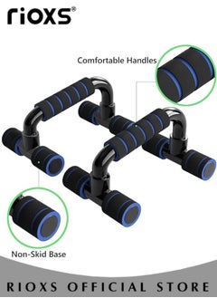 RIOXS Push Up Bars With Exercise Mat,1 Pair Sturdy Fitness Push Up Stands,Non-slip Foldable Yoga Mat,Pushup Handles With Cushioned Foam Grip,Push Up Handles Grips For Strength Training Home Gym Exercise  - Image 2