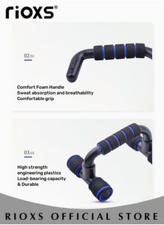 RIOXS Push Up Bars With Exercise Mat,1 Pair Sturdy Fitness Push Up Stands,Non-slip Foldable Yoga Mat,Pushup Handles With Cushioned Foam Grip,Push Up Handles Grips For Strength Training Home Gym Exercise  - Image 4