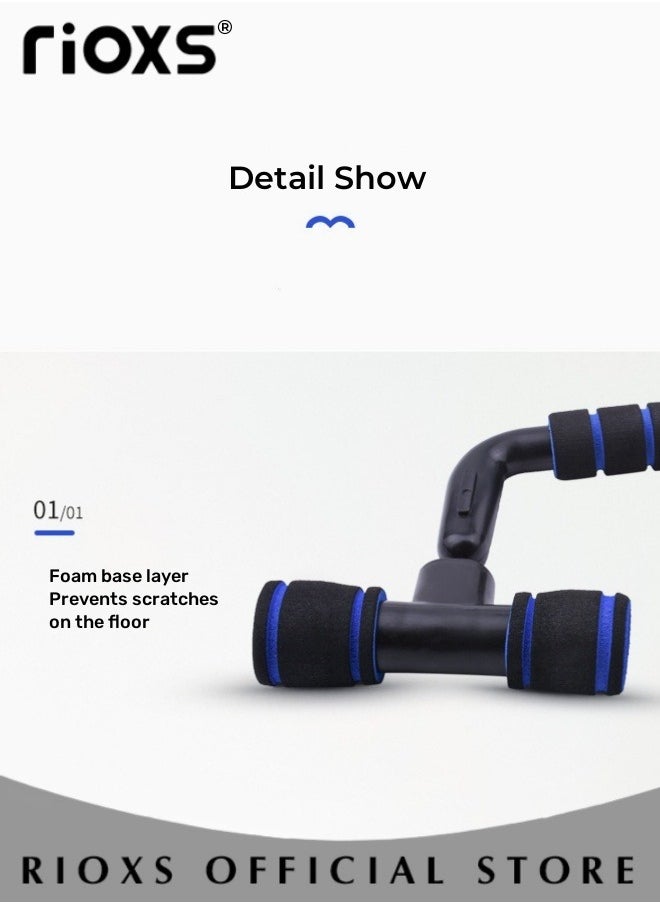 RIOXS Push Up Bars With Exercise Mat,1 Pair Sturdy Fitness Push Up Stands,Non-slip Foldable Yoga Mat,Pushup Handles With Cushioned Foam Grip,Push Up Handles Grips For Strength Training Home Gym Exercise  - Image 3
