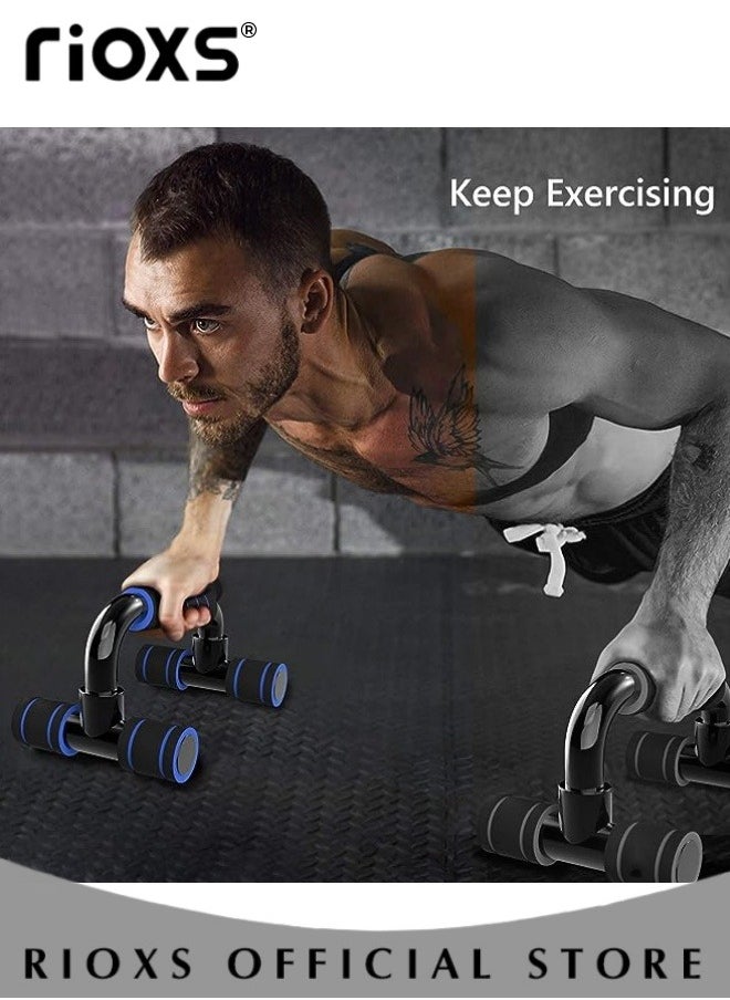 RIOXS - Push Up Bars With Exercise Mat,1 Pair Sturdy Fitness Push Up Stands,Non-slip Foldable Yoga Mat,Pushup Handles With Cushioned Foam Grip,Push Up Handles Grips For Strength Training Home Gym Exercise - Image 1