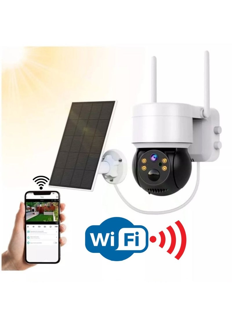 Generic - WiFi Wireless Security Camera Outdoor Network Solar Battery, PTZ Home Video Surveillance System, Radar Motion Detection, Night Vision 2-Way Audio, Pan Tilt, With Solar Panel, Solar Dome, without wires - Image 1