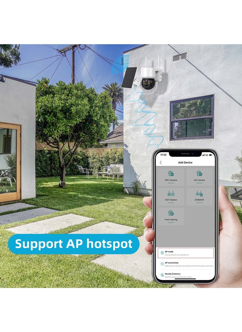 Generic - WiFi Wireless Security Camera Outdoor Network Solar Battery, PTZ Home Video Surveillance System, Radar Motion Detection, Night Vision 2-Way Audio, Pan Tilt, With Solar Panel, Solar Dome, without wires - Image 1
