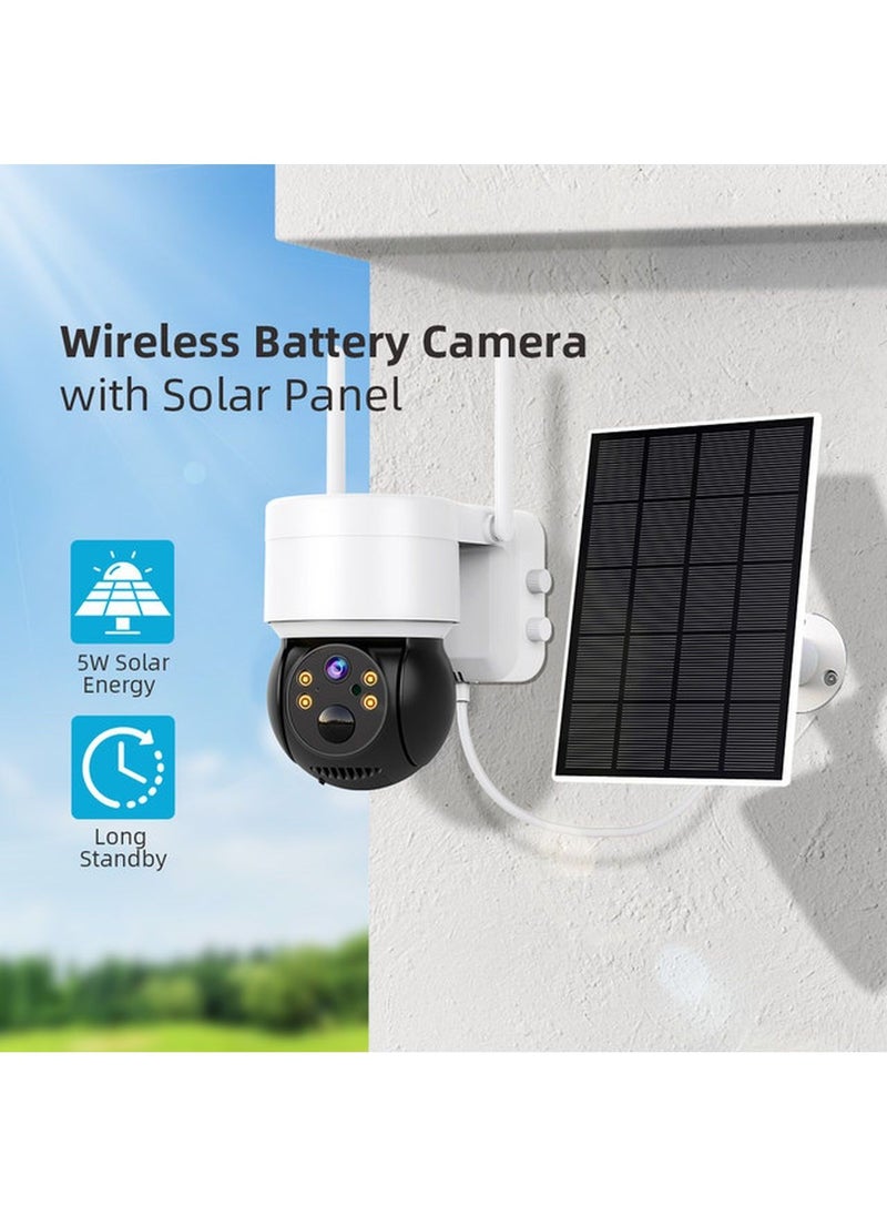 Generic - WiFi Wireless Security Camera Outdoor Network Solar Battery, PTZ Home Video Surveillance System, Radar Motion Detection, Night Vision 2-Way Audio, Pan Tilt, With Solar Panel, Solar Dome, without wires - Image 1
